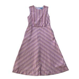 Draper James Chevron Print Midi Dress Size 10 Pockets Vacation Twee